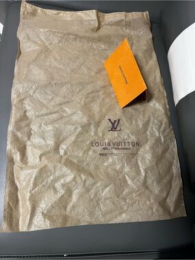 Louis Vuitton Tan Dust Bag with Orange Tag and Brown Logo